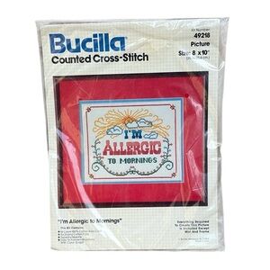 Vintage Bucilla Cross-Stitch Kit I’m Allergic To Mornings